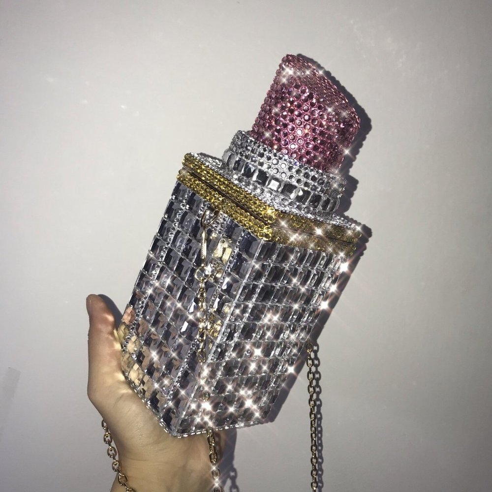 NWT Sparkling Swarovski Bling Crystal Rhinestone Lipstick Purse Pink & Red +Gift - Picture 6 of 13